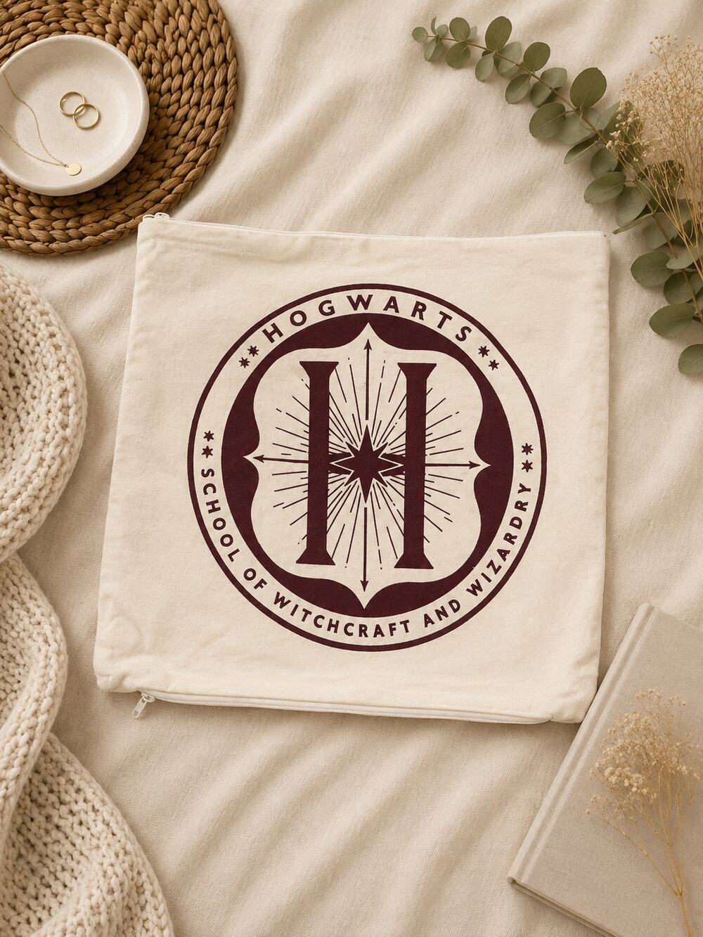Harry Potter Cursed Child Hogwarts Cotton Pillow Cover 12x12 Wizardcore Academia